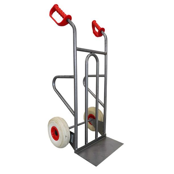 Diable acier droit poignée ouverte chargement vertical et horizontal 250 kg roues gonflables