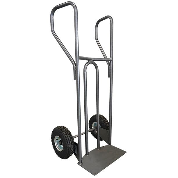 Diable acier tablier incurvé poignée fermée 250 kg roues caoutchouc noir