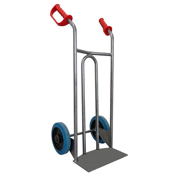 Diable acier tablier incurvé poignée ouverte 250 kg roues gonflables