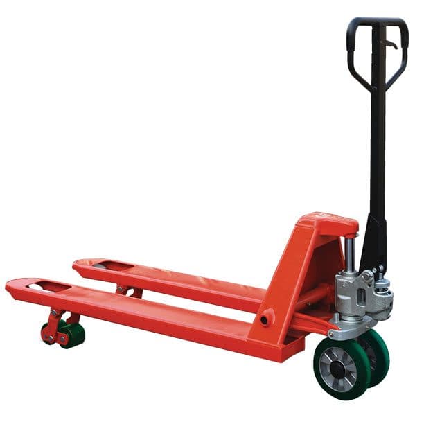 Transpalette manuel silencieux 2500 kg roues directrices caoutchouc boggies polyuréthane